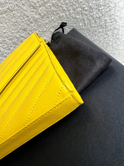 Yves Saint Laurent (YSL) Yellow Envelope Chain Wallet