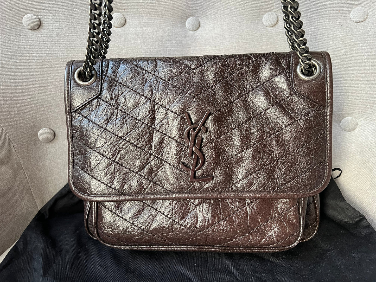 Yves Saint Laurent (YSL) Brown Medium Niki Chain Bag