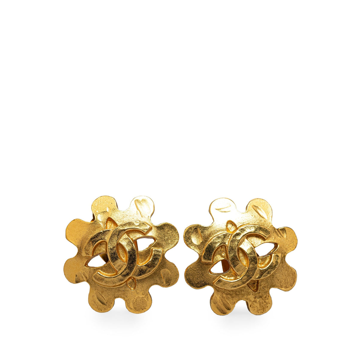 CHANEL CC Flower Clip on Earrings Costume Earrings