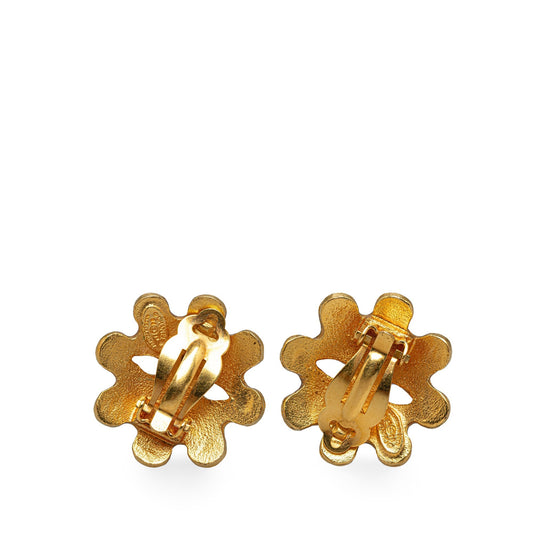 CHANEL CC Flower Clip on Earrings Costume Earrings