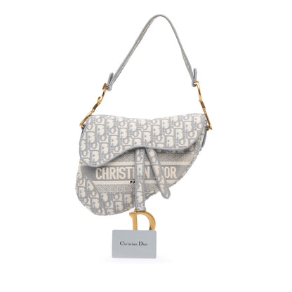 Oblique Embroidered Canvas Saddle Bag