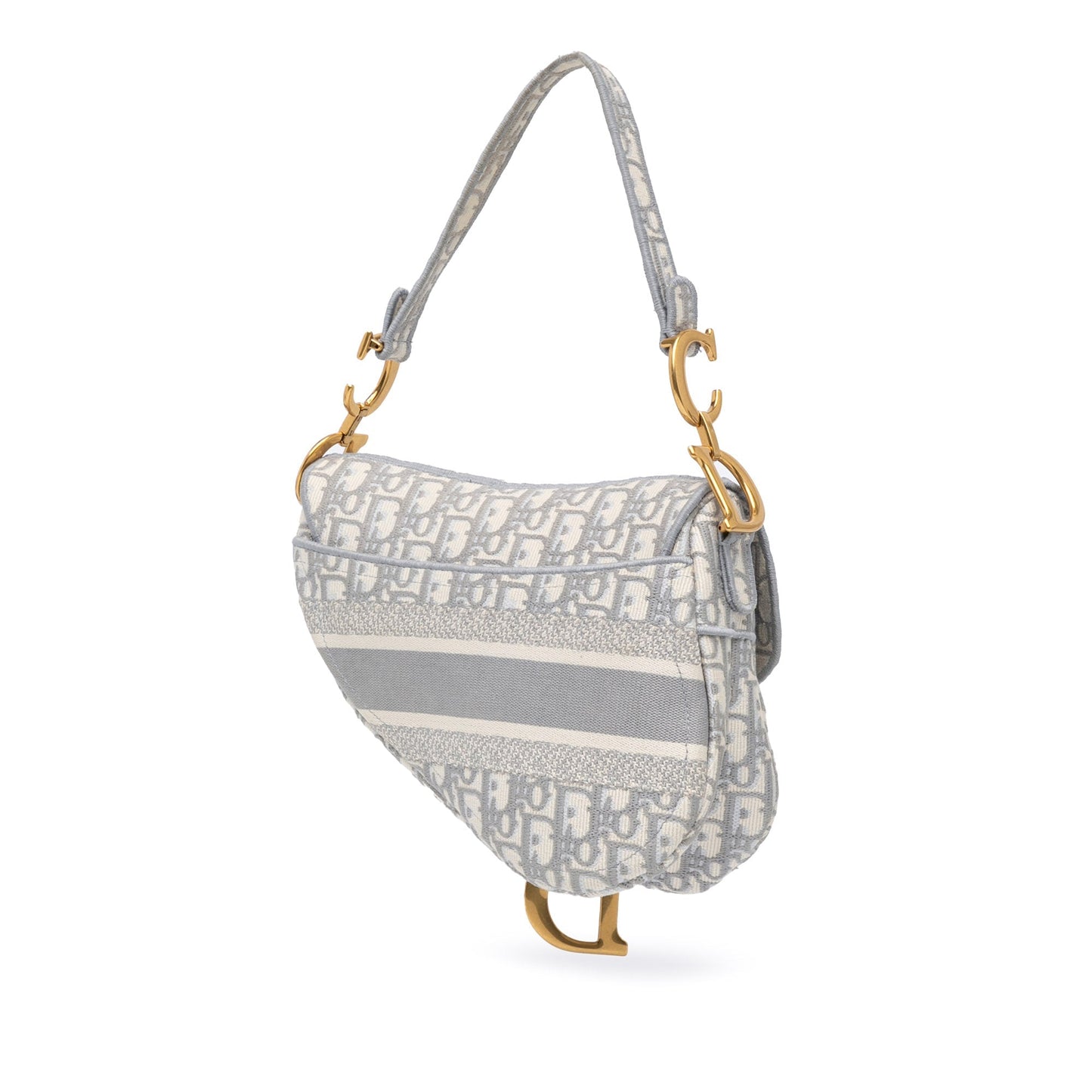 Oblique Embroidered Canvas Saddle Bag