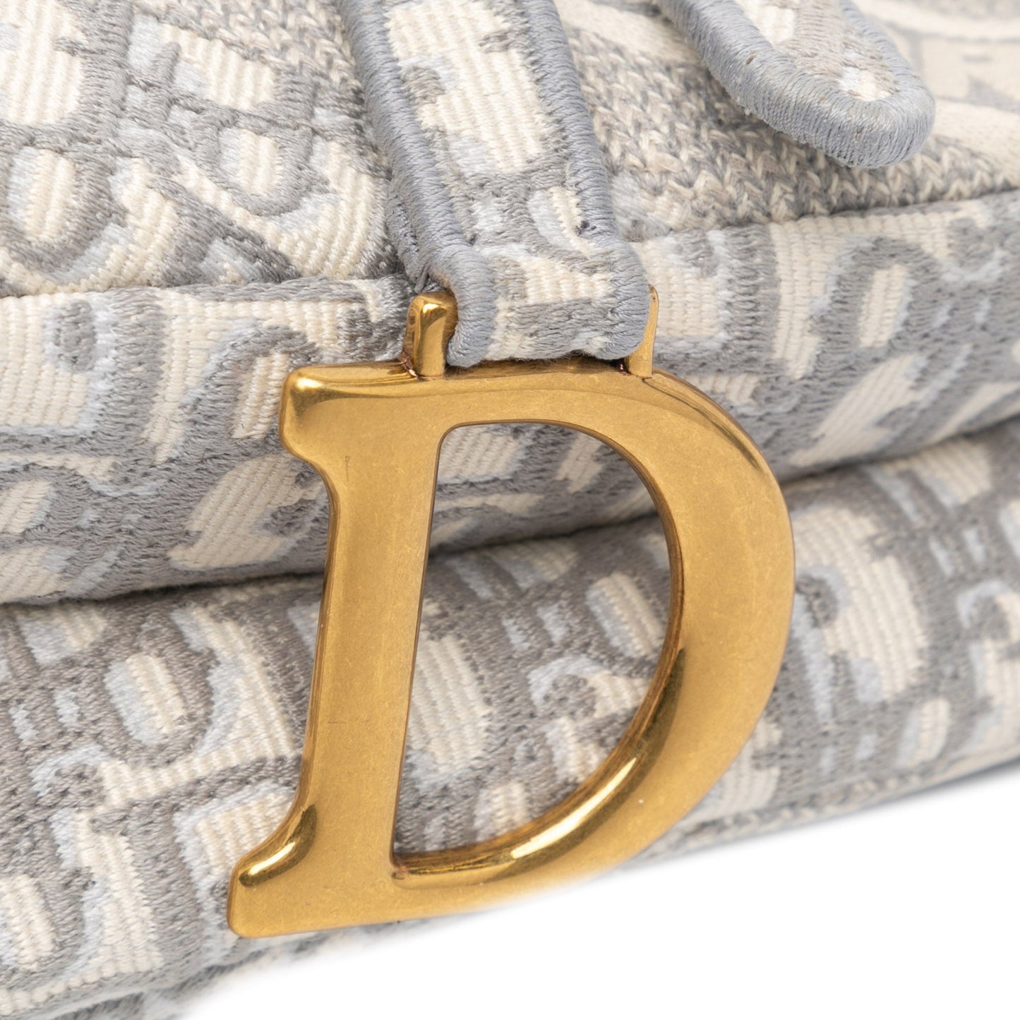 Oblique Embroidered Canvas Saddle Bag