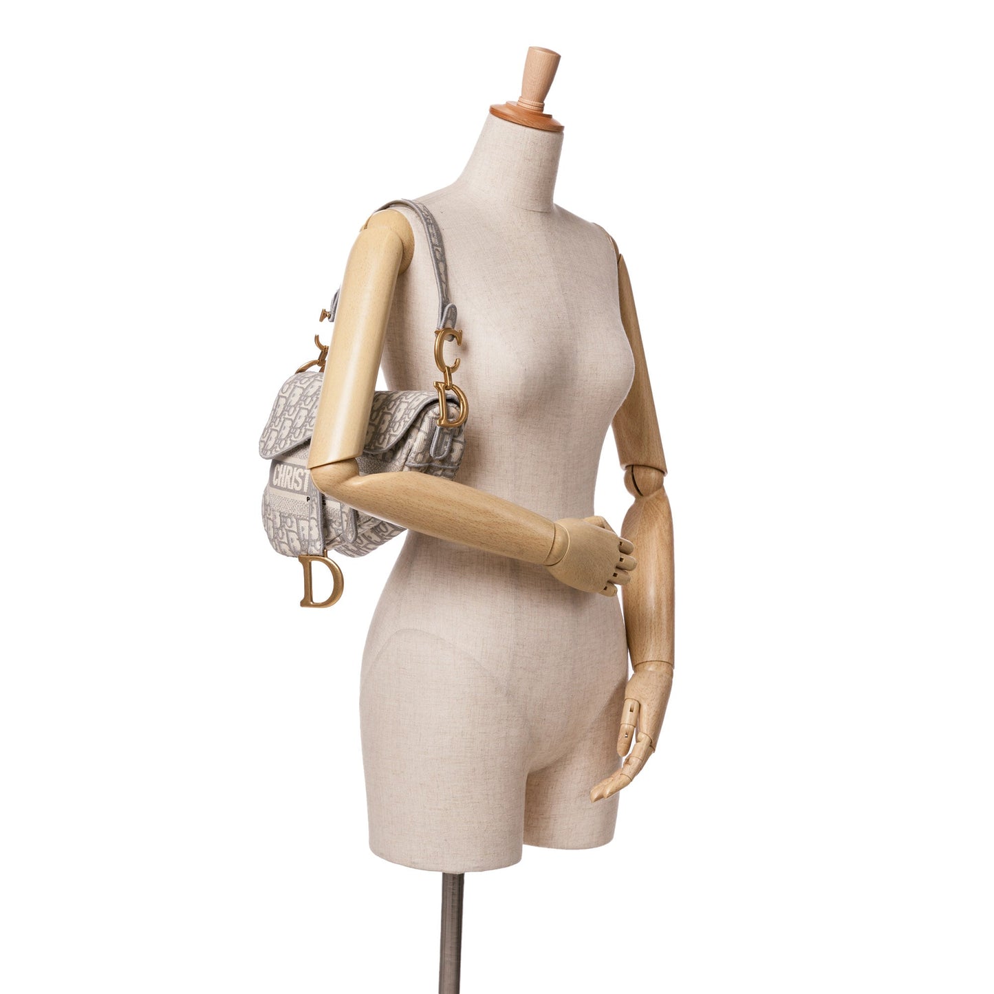 Oblique Embroidered Canvas Saddle Bag