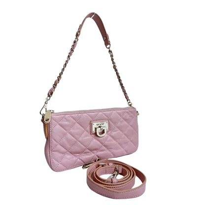 DKNY Quilted Leather Zip Chain Shoulder Bag