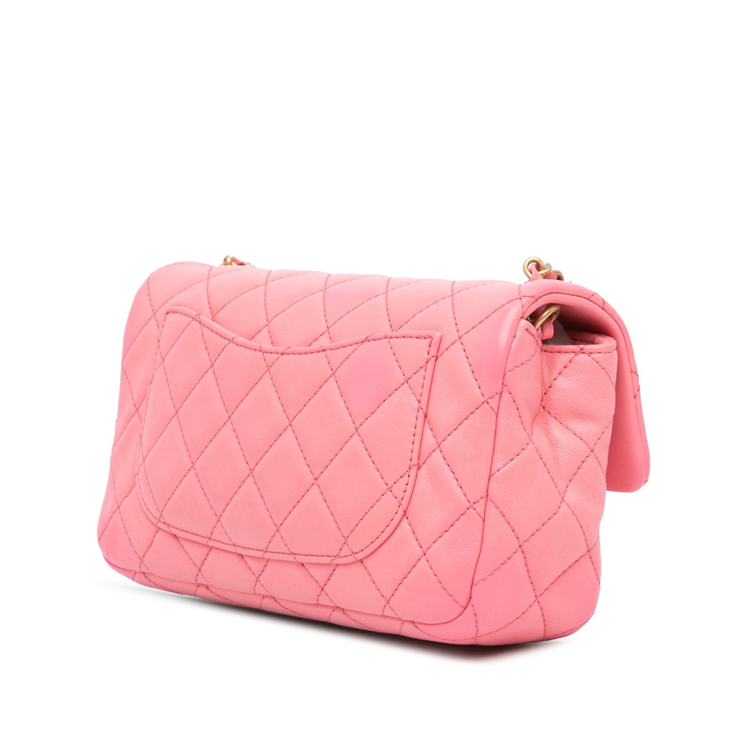 Pink Chanel Mini Rectangular Lambskin Pearl Crush Flap Crossbody Bag