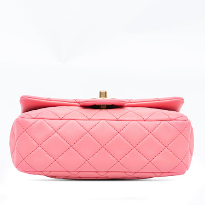 Pink Chanel Mini Rectangular Lambskin Pearl Crush Flap Crossbody Bag