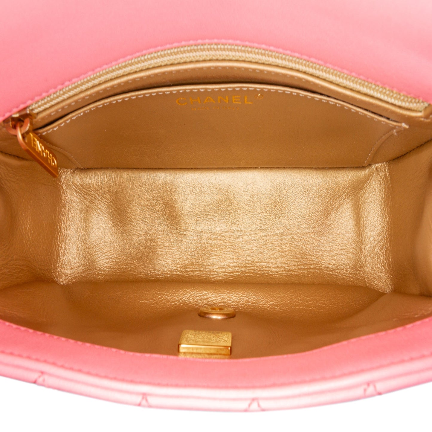 Pink Chanel Mini Rectangular Lambskin Pearl Crush Flap Crossbody Bag