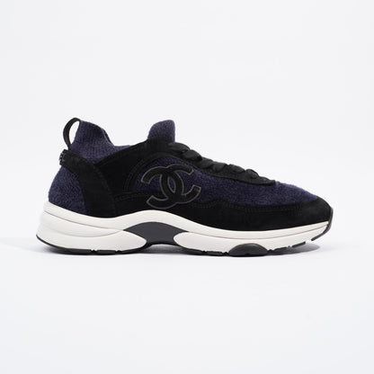 Chanel CC Logo Sneaker Navy   Black   White Fabric EU 39 UK 6