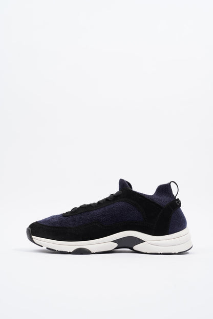 Chanel CC Logo Sneaker Navy   Black   White Fabric EU 39 UK 6