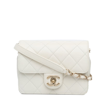 White Chanel Mini Caviar Like a Wallet Flap