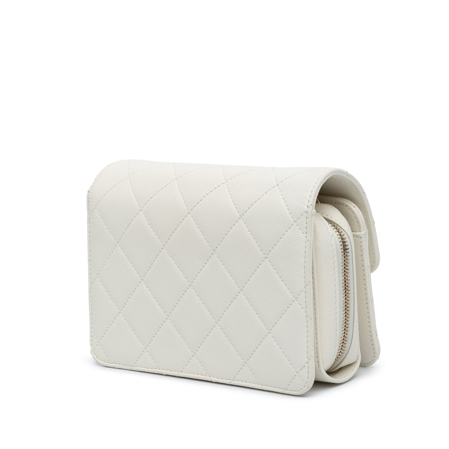 White Chanel Mini Caviar Like a Wallet Flap