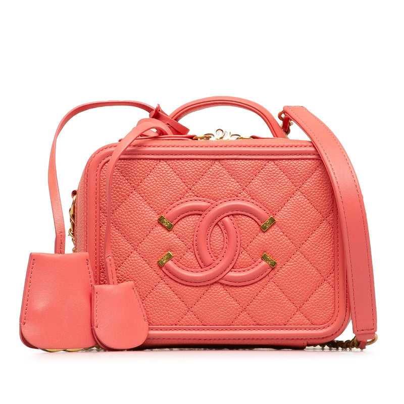 Chanel CC Caviar Filigree Vanity Bag  Leather Handbag in Excellent condition