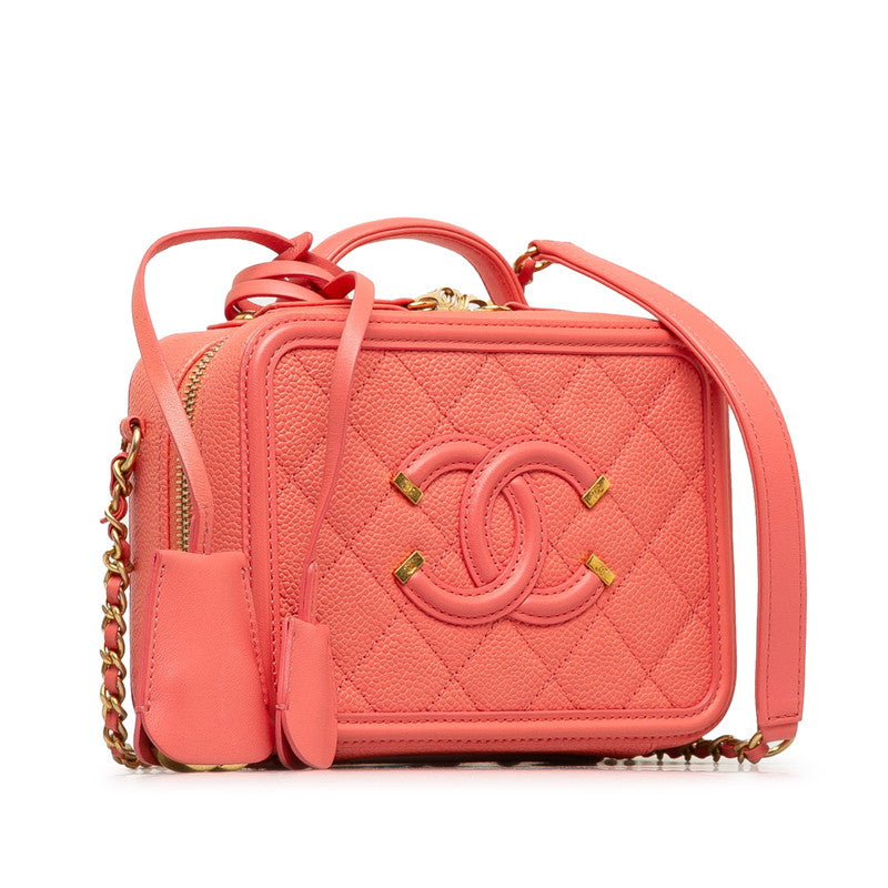 Chanel CC Caviar Filigree Vanity Bag  Leather Handbag in Excellent condition