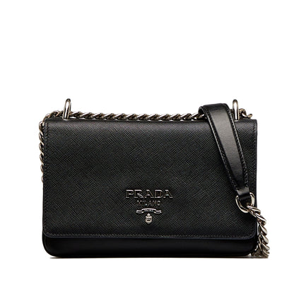 Prada Saffiano and City Calf Chain Crossbody Bag