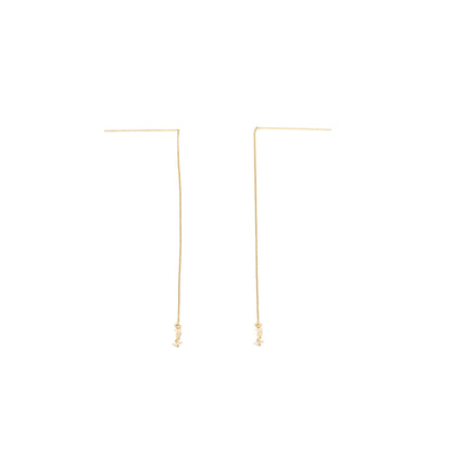 Saint Laurent/YSL Logo Dropped Earrings Gold Tone