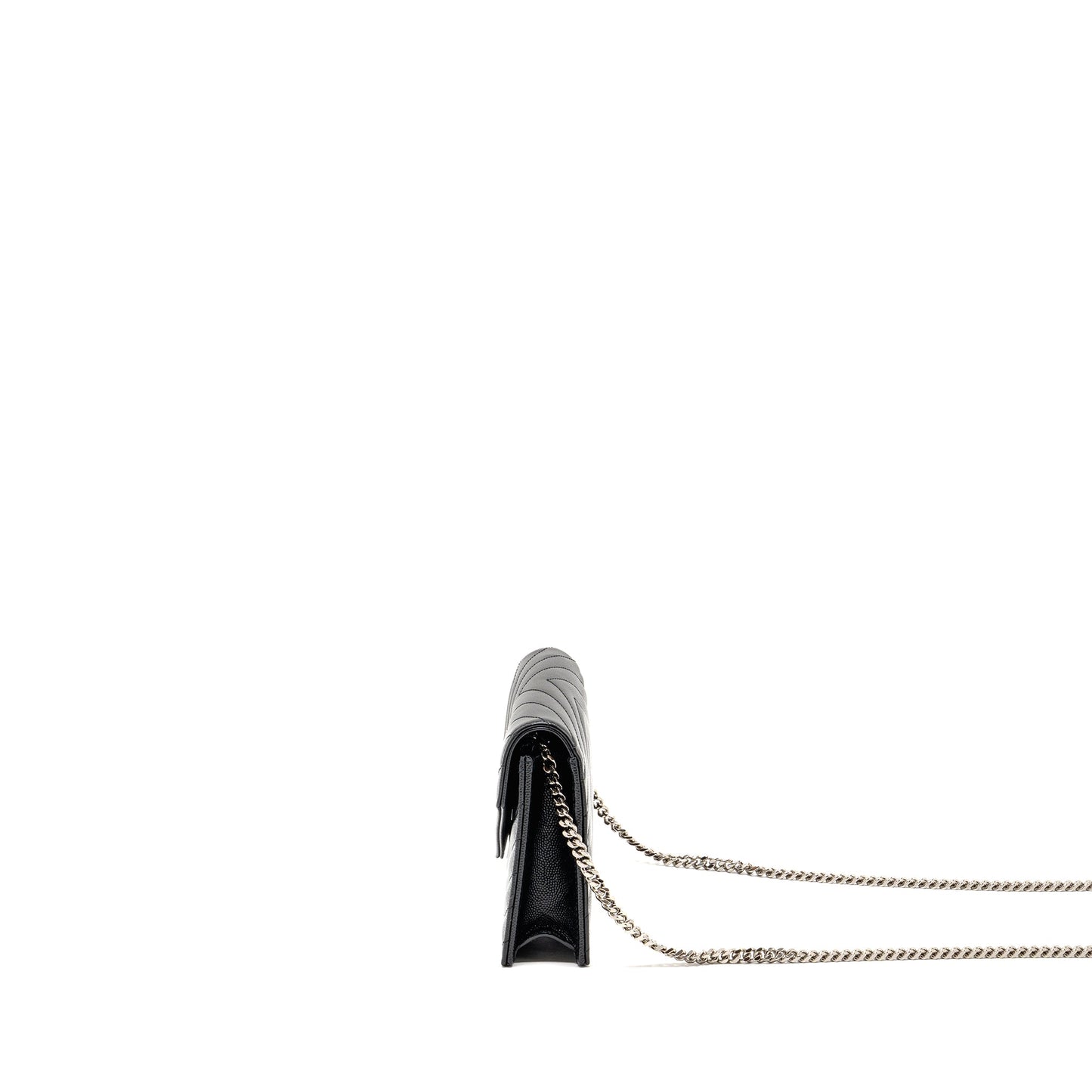 SAINT LAURENT/ YSL Envelope Chain Wallet Calfskin Black SHW
