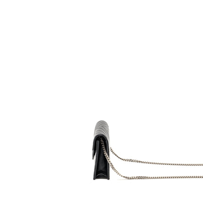 SAINT LAURENT/ YSL Envelope Chain Wallet Calfskin Black SHW