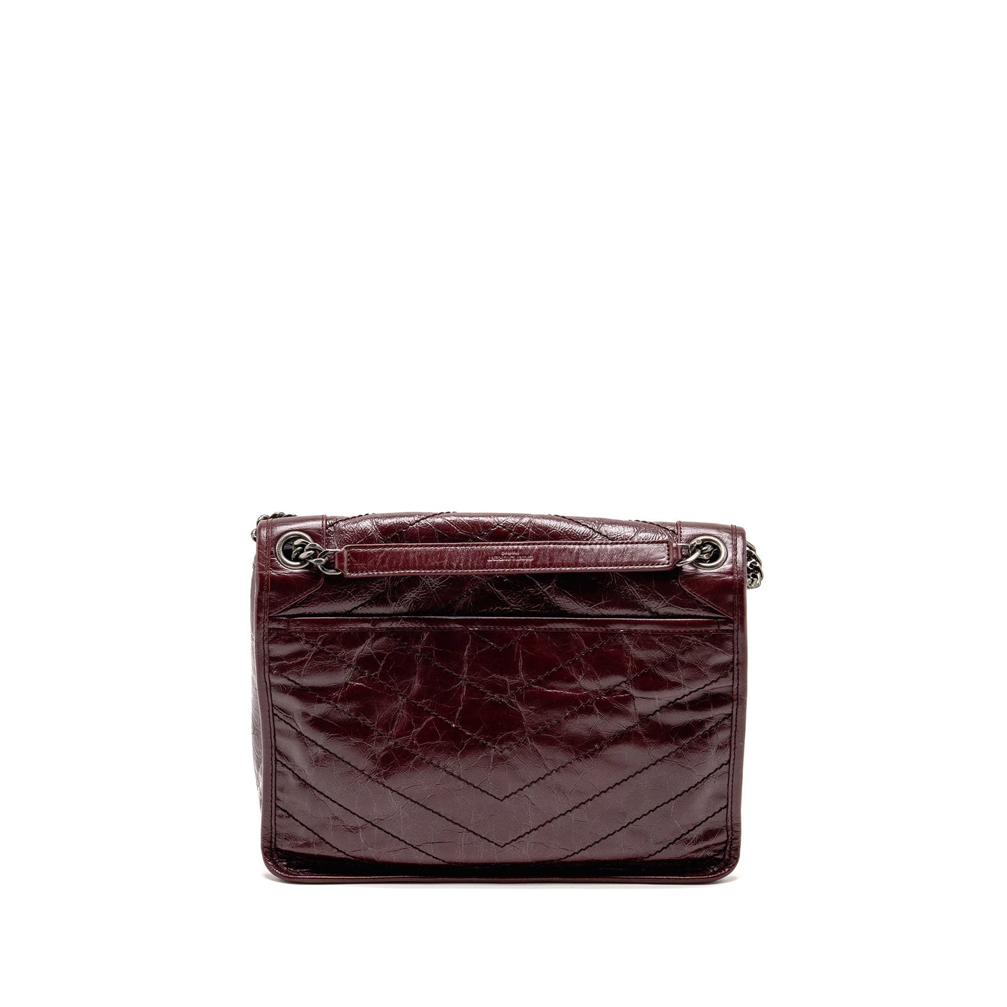 Saint Laurent YSL Medium Niki Shoulder Bag Calfskin Burgundy Ruthenium SHW