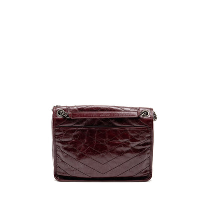 Saint Laurent YSL Medium Niki Shoulder Bag Calfskin Burgundy Ruthenium SHW