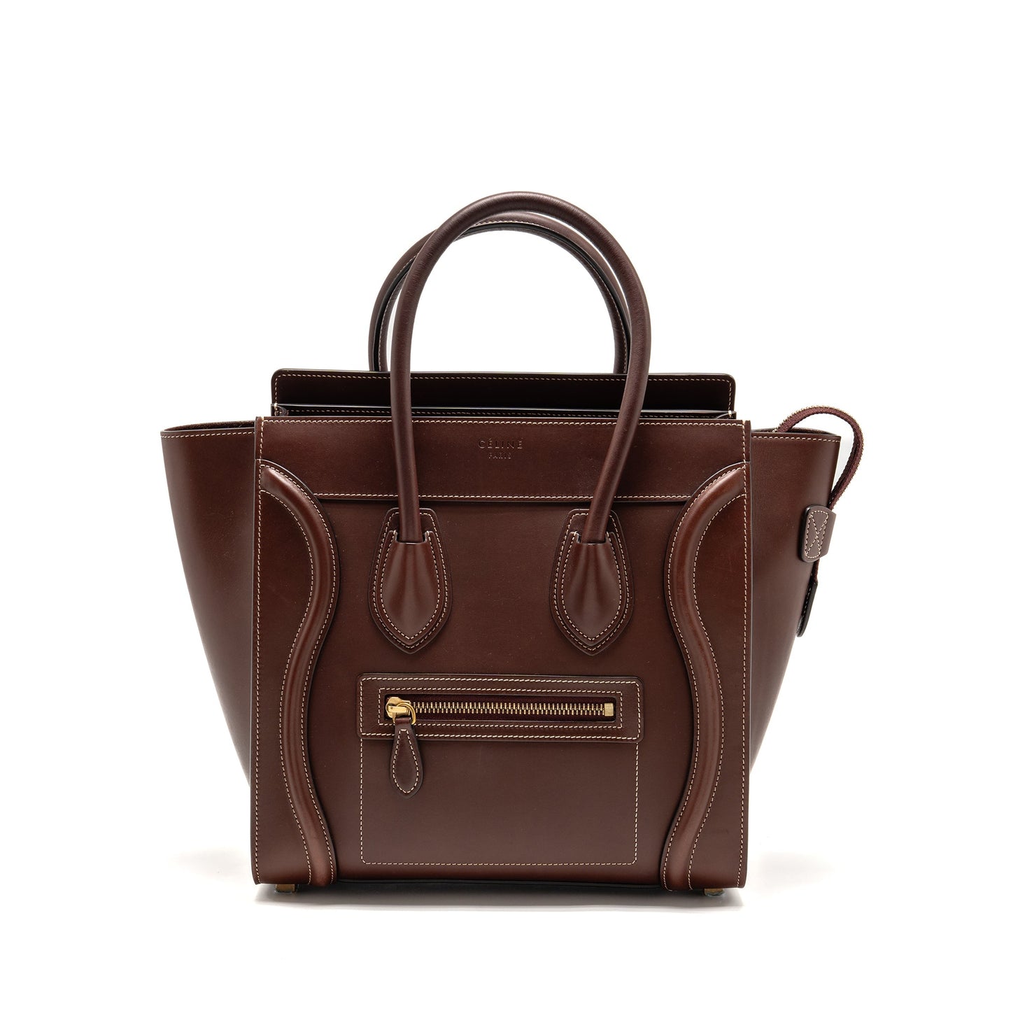 Celine Micro Luggage Bag Calfskin Burgundy GHW