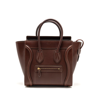 Celine Micro Luggage Bag Calfskin Burgundy GHW