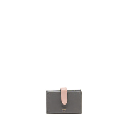 Celine Accordeon Card Holder Calfskin Pink/Grey GHW