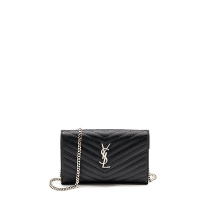 Saint Laurent/YSL Envelope Chain Wallet Calfskin Black SHW