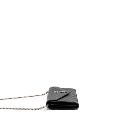 Saint Laurent/YSL Envelope Chain Wallet Calfskin Black SHW