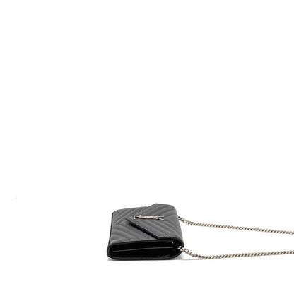 Saint Laurent/YSL Envelope Chain Wallet Calfskin Black SHW