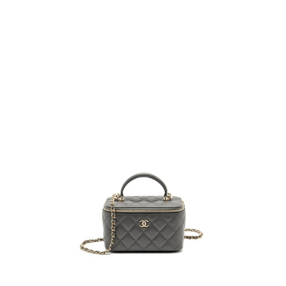 Chanel long vanity case lambskin grey LGHW (microchip)