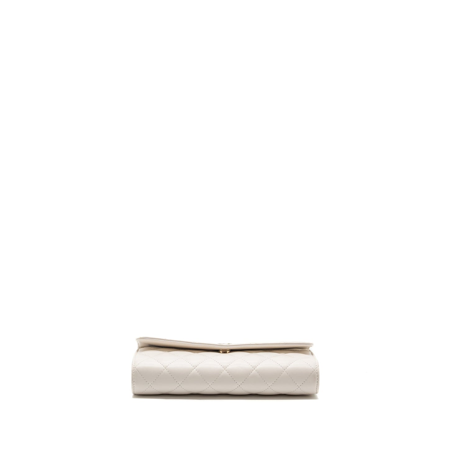 Chanel Top Handle Flap Wallet with chain Lambskin White LGHW (Microchip)