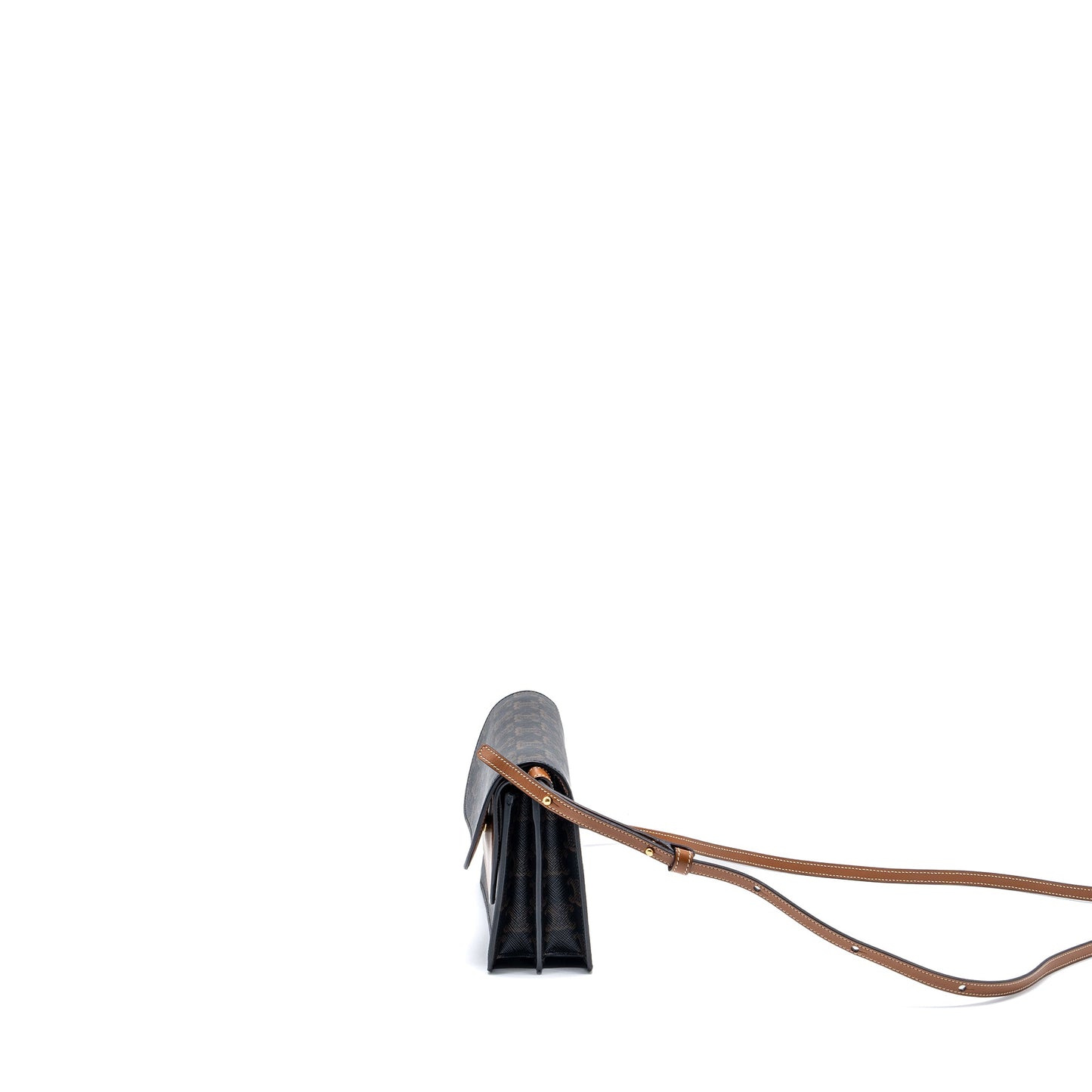 Celine Wallet On Strap Triomphe Canvas/Smooth Lambskin Tan GHW