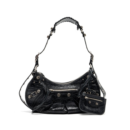 Balenciaga Le Cargole Small Shoulder Bag Lambskin Black SHW