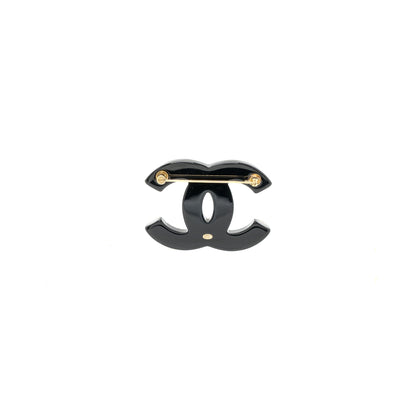 Chanel CC logo Brooch Acrylic Black LGHW