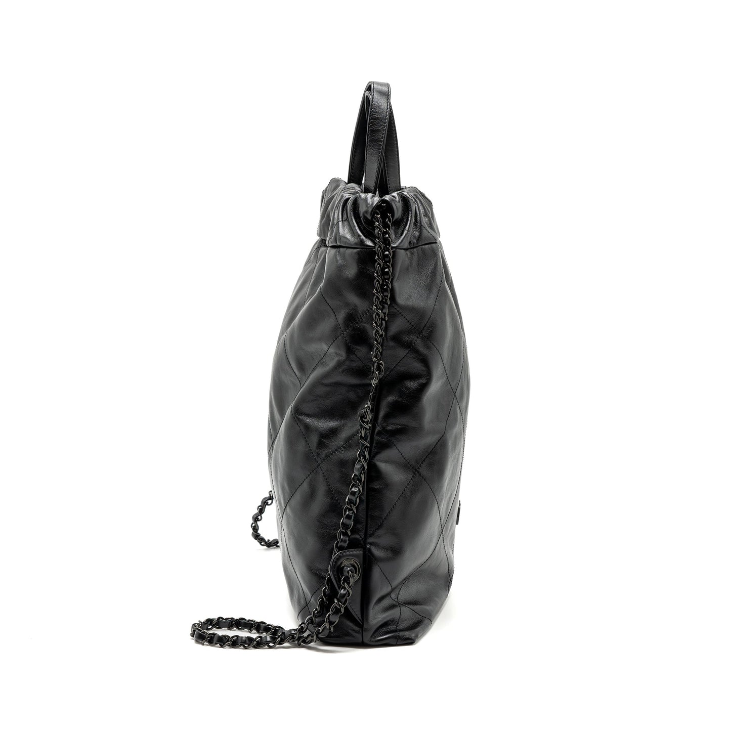 Chanel 22 backpack calfskin so black / black hardware (microchip)