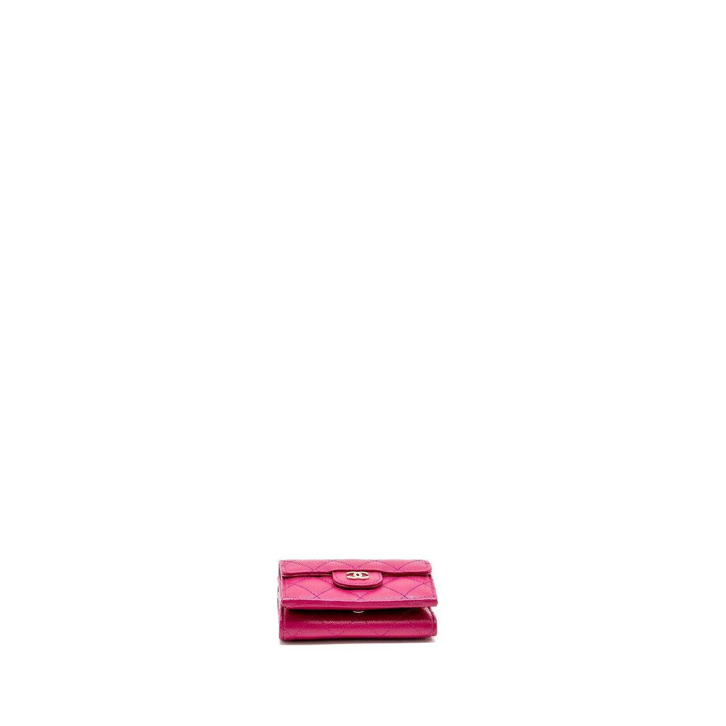 Chanel Matelasse Bi-fold Wallet Caviar Dark Pink LGHW (Microchip)