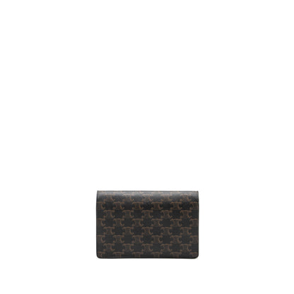 Celine wallet on strap triomphe canvas / lambskin tan GHW