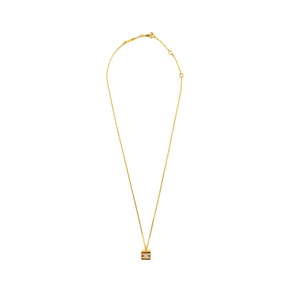 CELINE Triomphe Cube Crystal Necklace Gold Tone