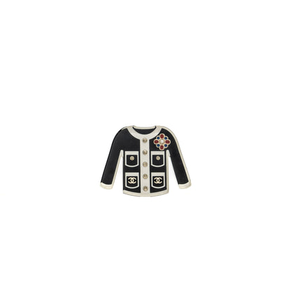 Chanel little jacket brooch black light gold tone