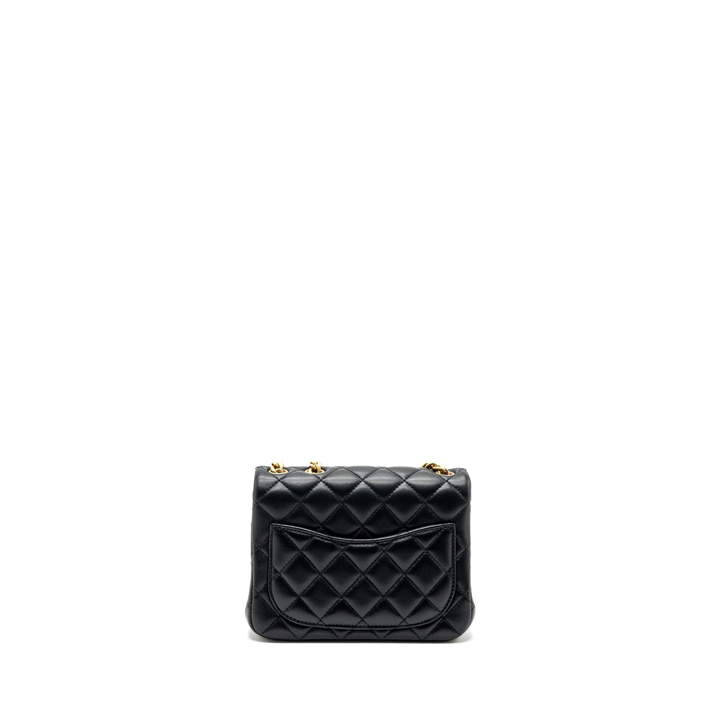 Chanel Camellia adjustable chain mini square flap bag lambskin black GHW (microchip)