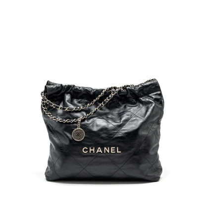 Chanel medium 22 bag Calfskin Black SHW (Microchip)