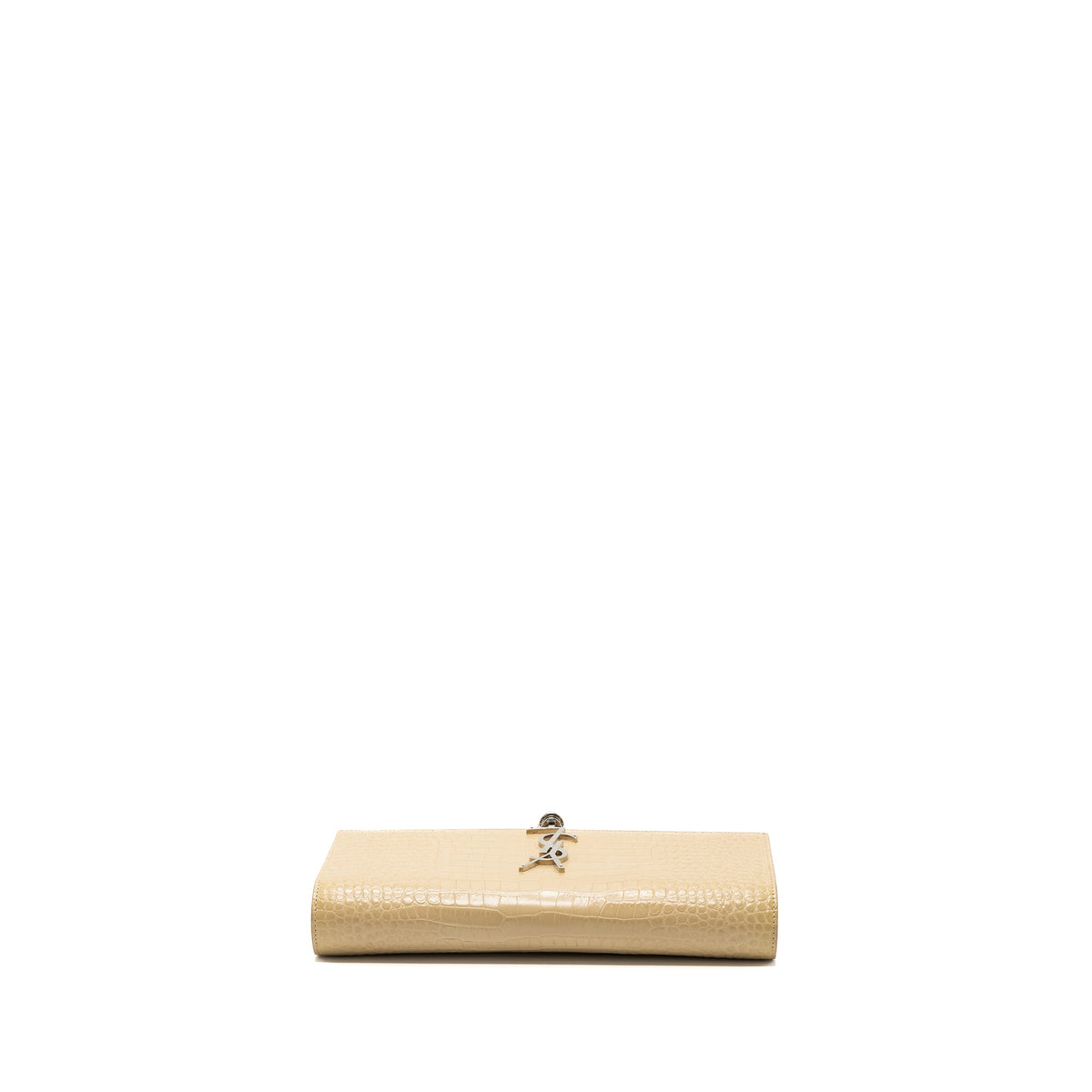 Saint Laurent Kate Clutch Croc Embossed Leather Beige SHW