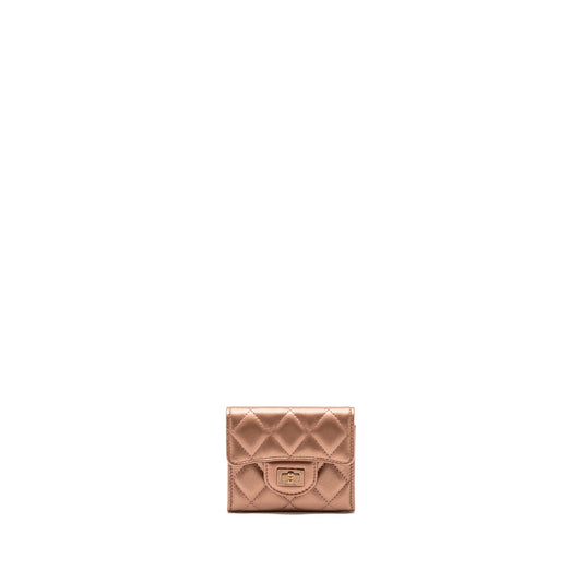 Chanel 2.55 reissue flap wallet grained calfskin metallic dark pink with pink hardware