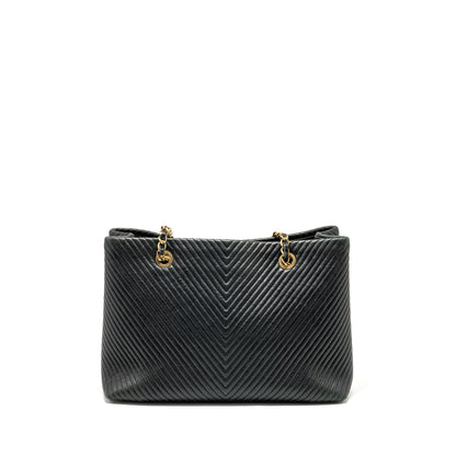 Chanel Chevron Shopping tote bag goatskin black GHW