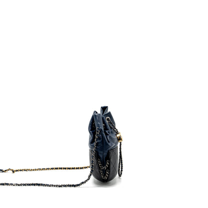 Chanel Small Bucket Bag Calfskin Navy/Black Multicolour Hardware