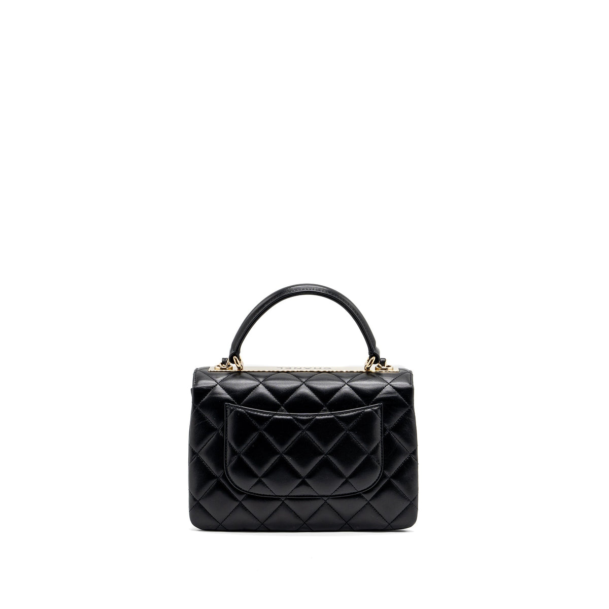 Chanel trendy CC flap bag with top handle lambskin black LGHW (microchip)