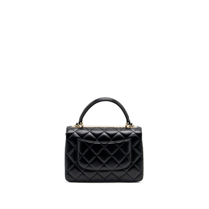 Chanel trendy CC flap bag with top handle lambskin black LGHW (microchip)