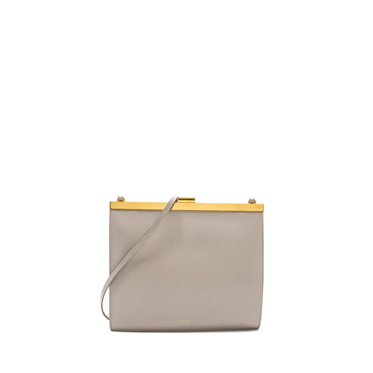 Celine mini clasp shoulder bag light grey leather GHW