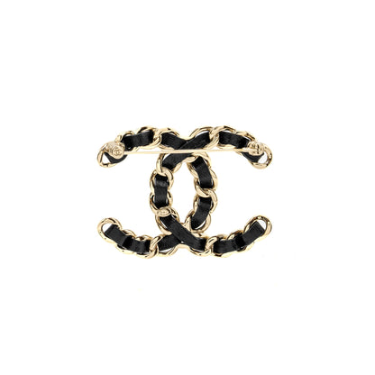Chanel CC Logo Leather Chain Brooch LGHW